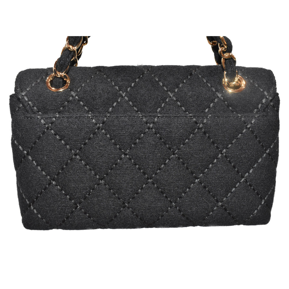 Chanel Jersey Black Bag Chain Shoulder